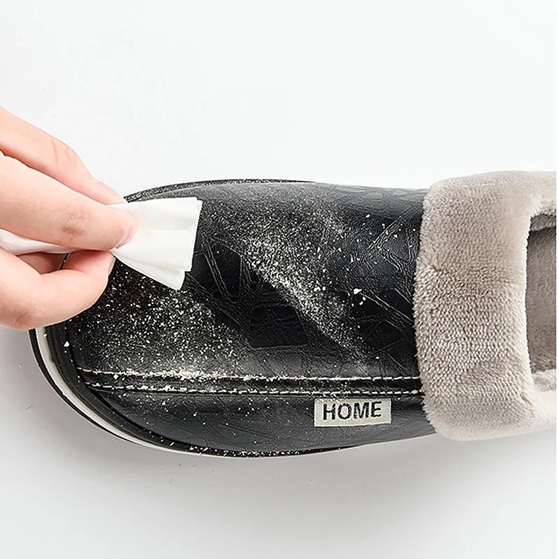 Pantoufle Homme Polaire Cuir Noir Ombre 3