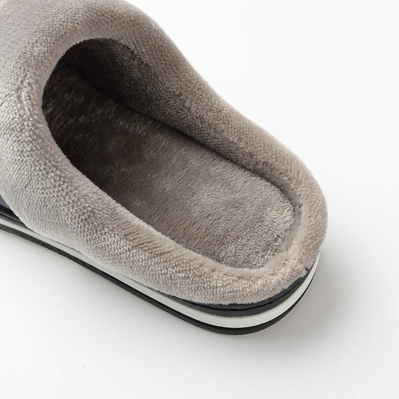 Pantoufle Homme Polaire Cuir Noir Ombre
