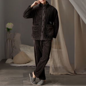 Pyjama Homme Cocooning Gris Veloute Luxe