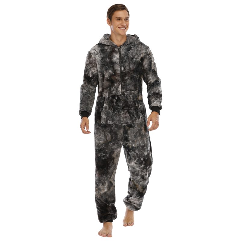 Pyjama Homme Grenouillere Gris Noir Cendre 4