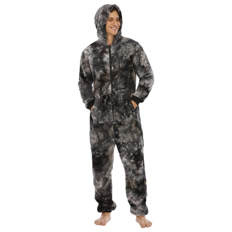 Pyjama Homme Grenouillere Gris Noir Cendre