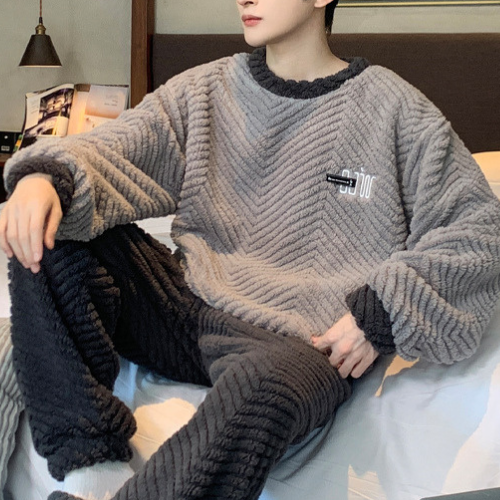 Pyjama Homme Polaire Chaud Gris Brume 3