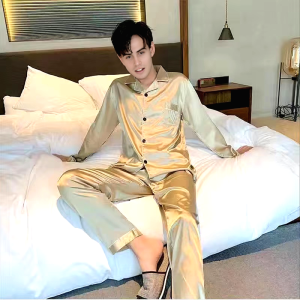 Pyjama Homme Satin Beige Sable Lunaire