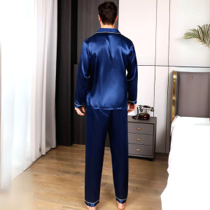 Pyjama Homme Satin Bleu Marine Abysse 3