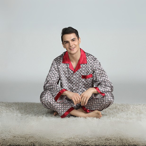 Pyjama Homme Satin Classe Motifs Ronds 3