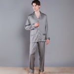 Pyjama Homme Satin Gris Argente Sanctuaire