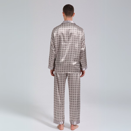 Pyjama Homme Satin Gris Clair Intemporel 2