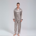 Pyjama Homme Satin Gris Clair Intemporel 3