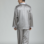 Pyjama Homme Satin Gris Motifs Ronds