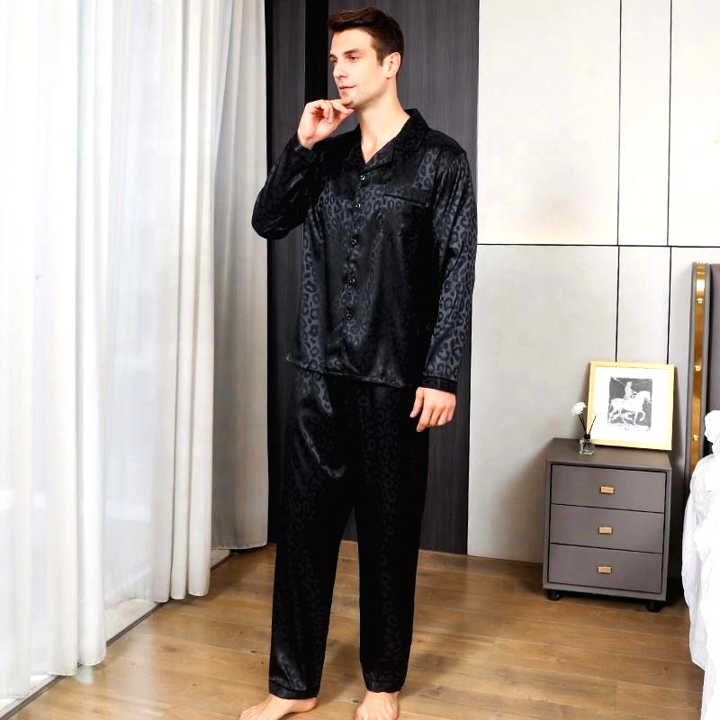 Pyjama Homme Satin Noir Minuit 3