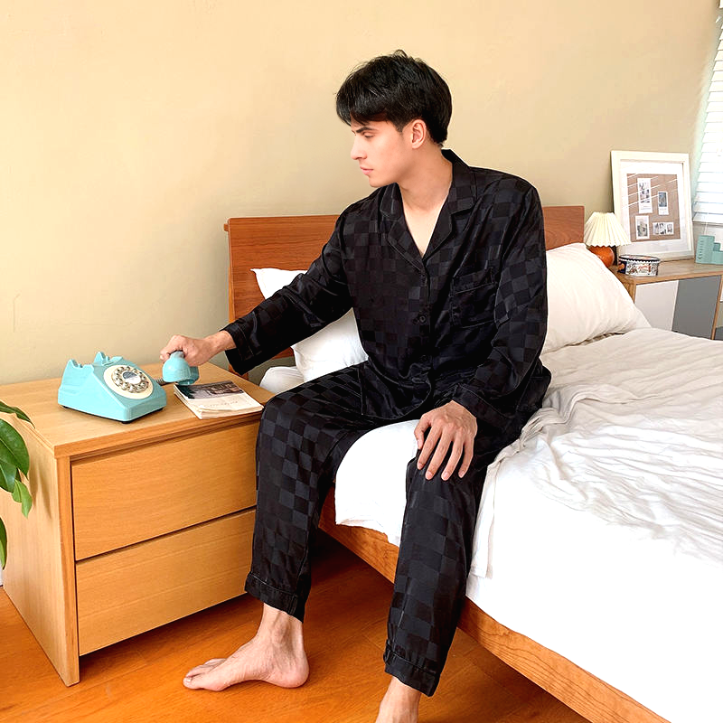 Pyjama Homme Satin Noir Minuit 3