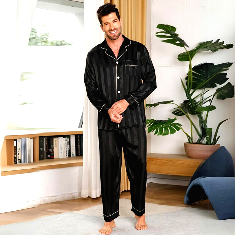 Pyjama Homme Satin Noir Minuit 5