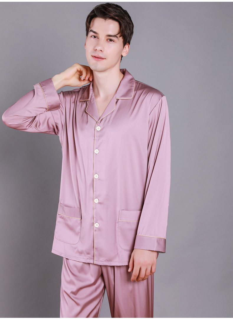 Pyjama Homme Satin Rose Mauve Confort 2