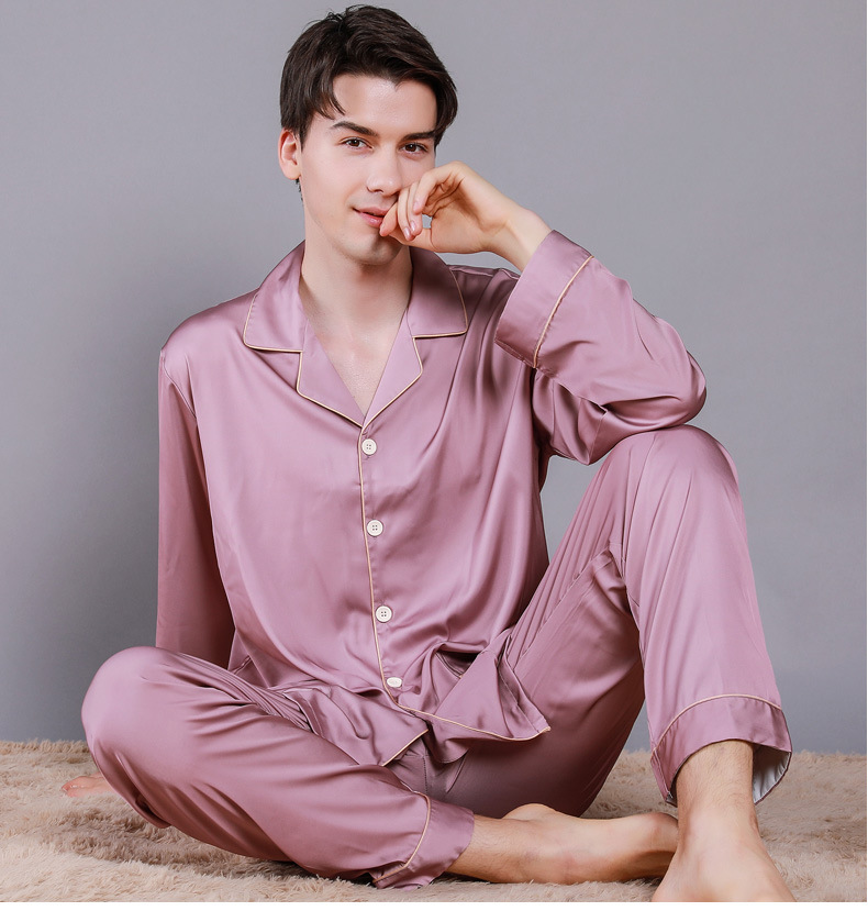 Pyjama Homme Satin Rose Mauve Confort 3