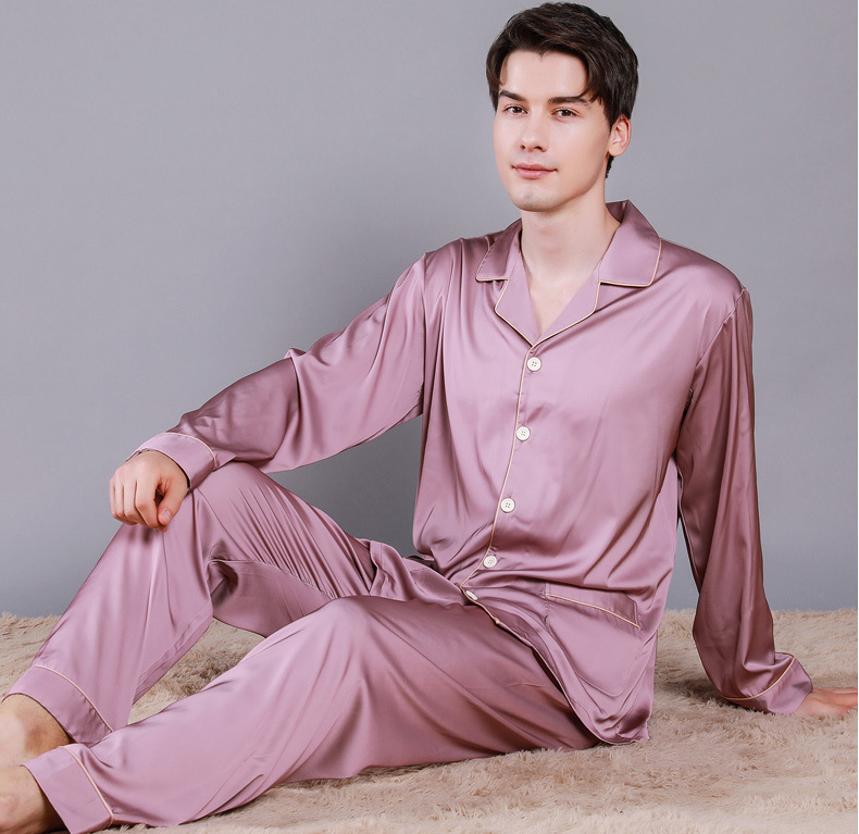 Pyjama Homme Satin Rose Mauve Confort