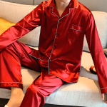 Pyjama Homme Satin Rouge Flamboyant