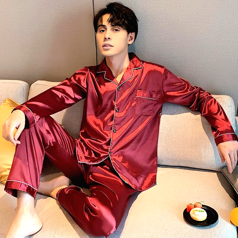 Pyjama Homme Satin Rouge Flamboyant 2
