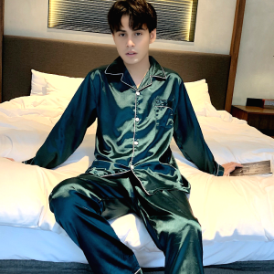Pyjama Homme Satin Vert Emeraude 2