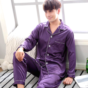 Pyjama Homme Satin Violet Amethyste 2