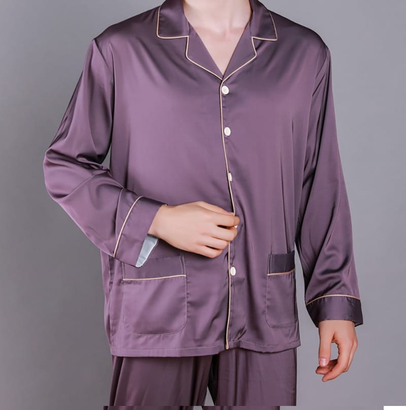 Pyjama Homme Satin Violet Doux Raffine